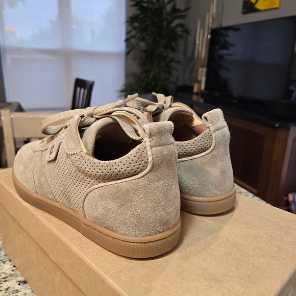 NEW Christian Louboutin Light Beige Suede Tutti Rui Sneakers Size 37.5 - Picture 5 of 12